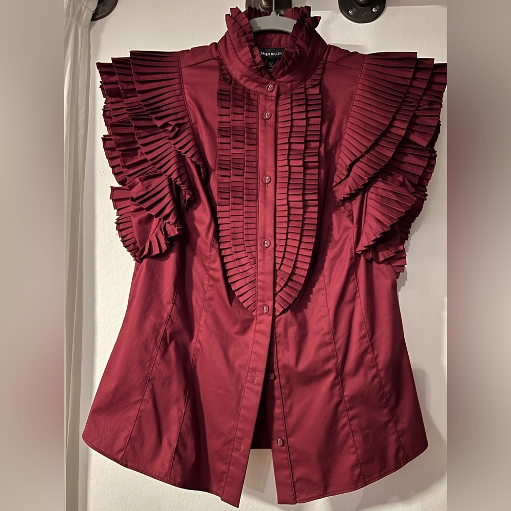 Karen Millen Ruffled and Pleated Blouse.